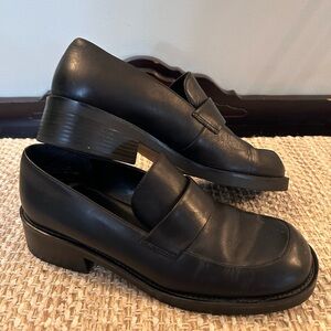 Bass Black Leather Platform Loafers Womens Size 8.5 Y2K Chunky 90's Festive